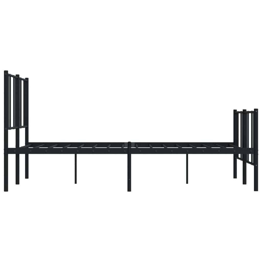 Sengeramme i metall med hode- og fotgavl svart 140x190 cm