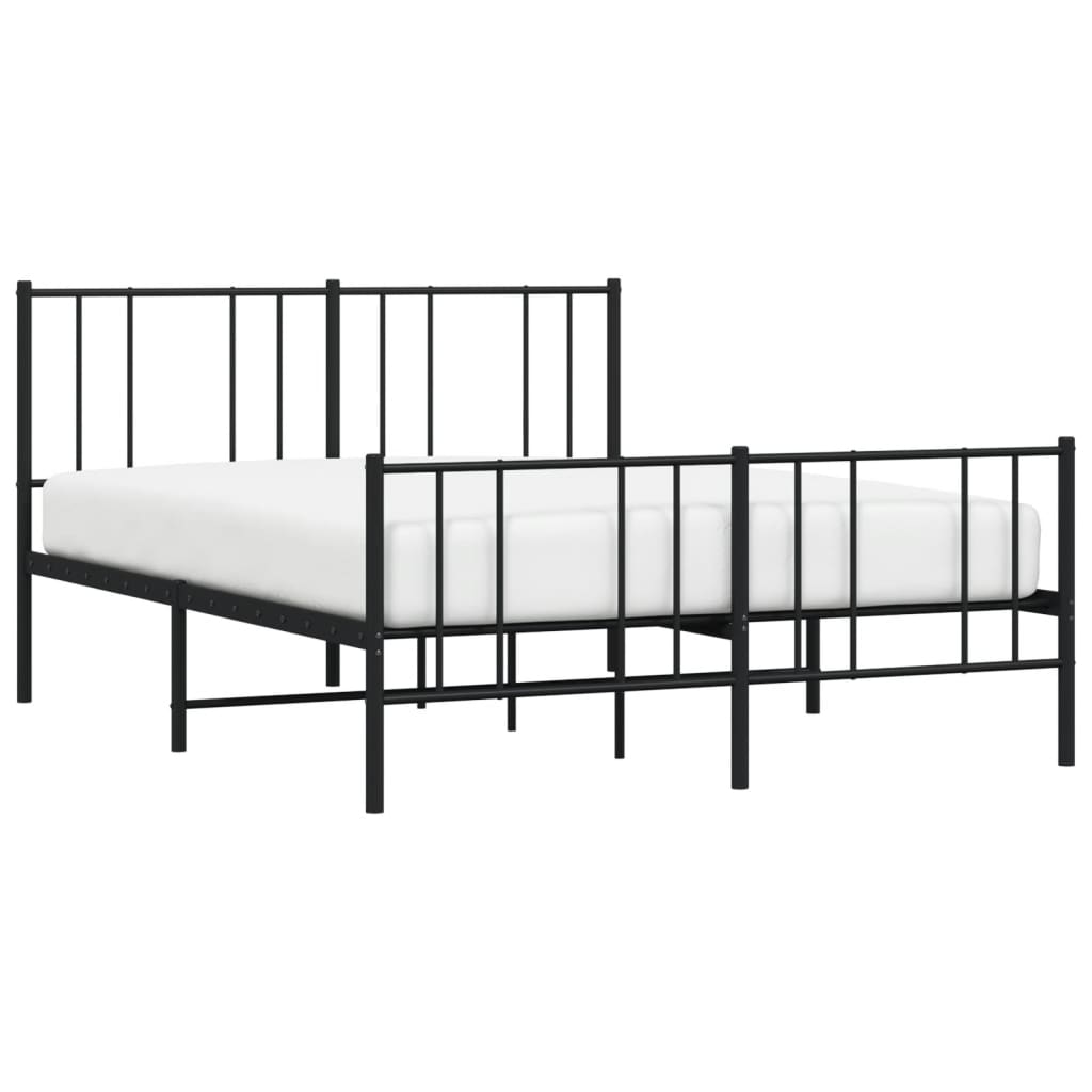 Sengeramme i metall med hode- og fotgavl svart 140x200 cm