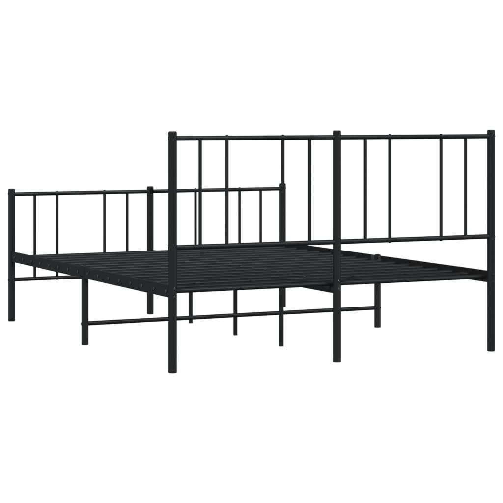 Sengeramme i metall med hode- og fotgavl svart 140x200 cm