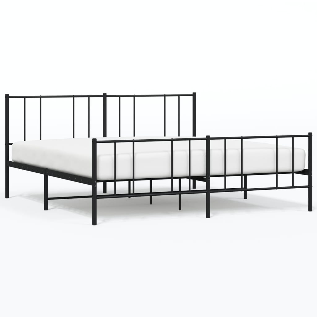 Sengeramme i metall uten madrass med fotgavl svart 180x200 cm