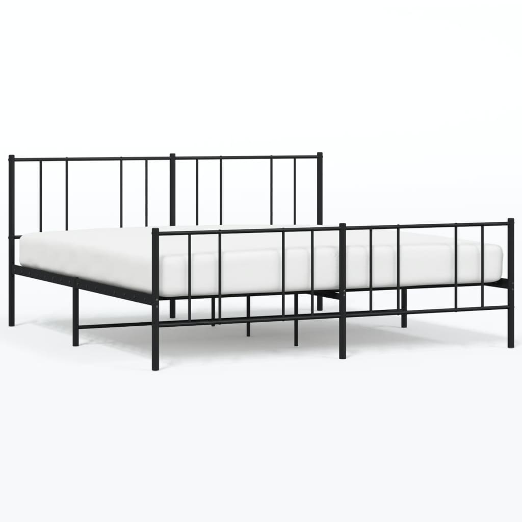 Sengeramme i metall med hode- og fotgavl svart 183x213 cm
