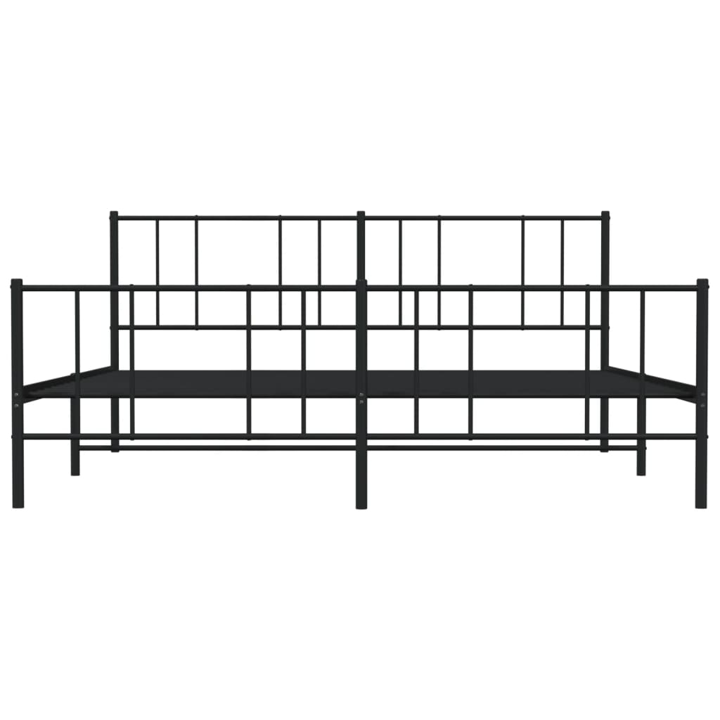 Sengeramme i metall med hode- og fotgavl svart 183x213 cm