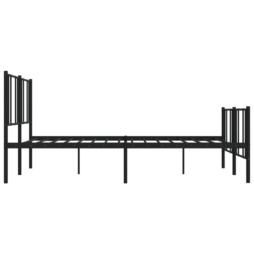 Sengeramme i metall med hode- og fotgavl svart 183x213 cm