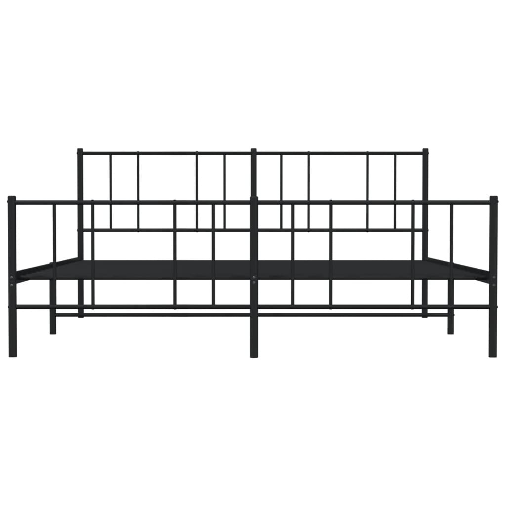 Sengeramme i metall med hode- og fotgavl svart 193x203 cm