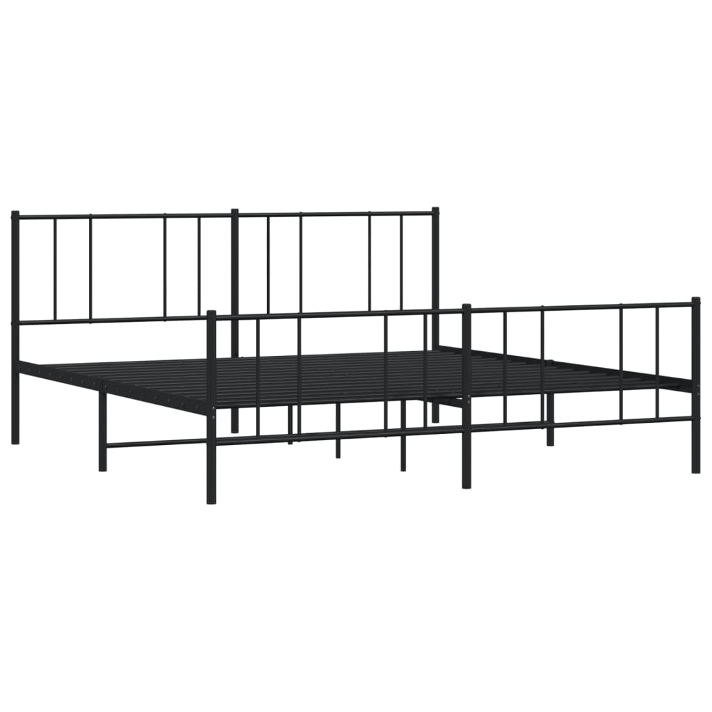 Sengeramme i metall med hode- og fotgavl svart 200x200 cm