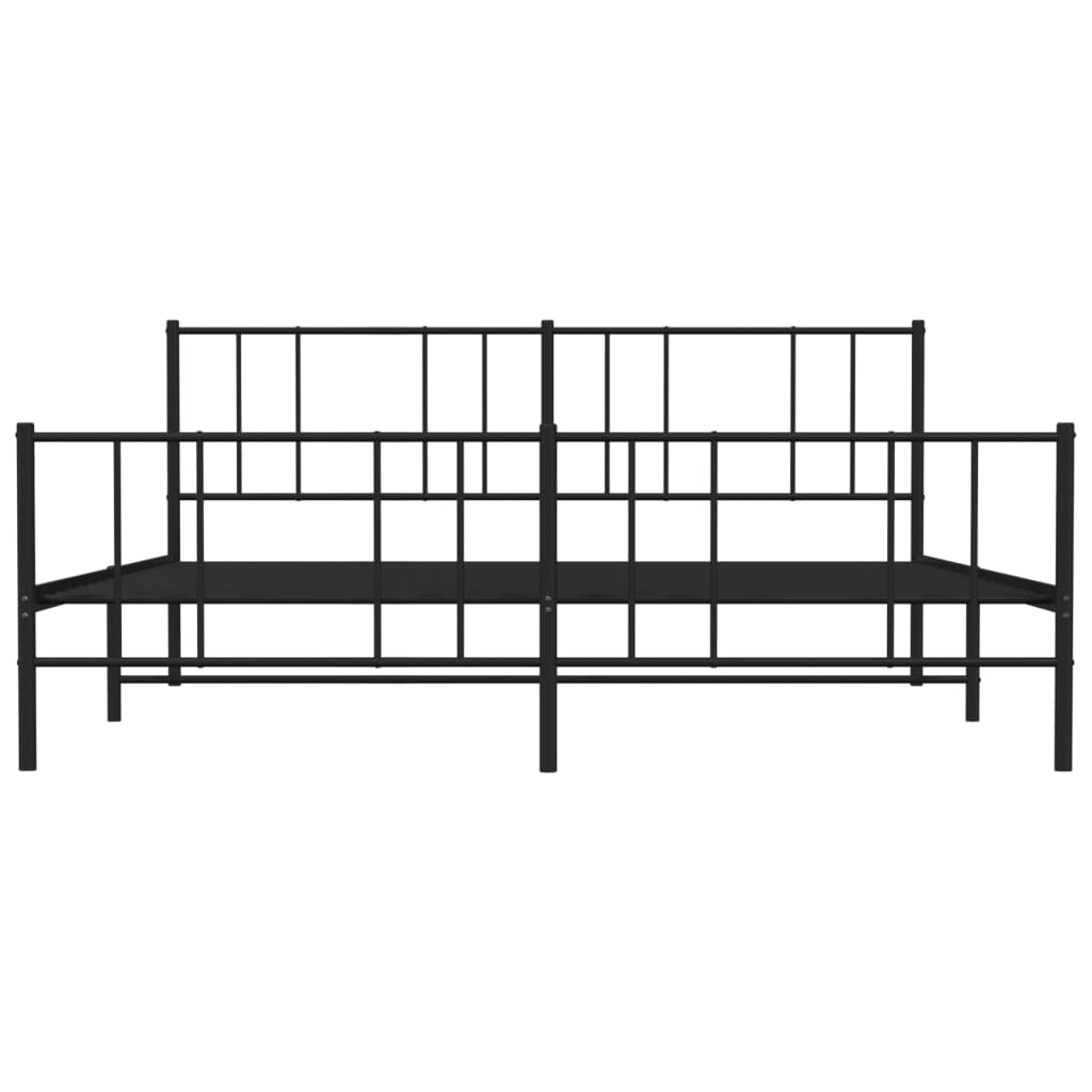 Sengeramme i metall med hode- og fotgavl svart 200x200 cm
