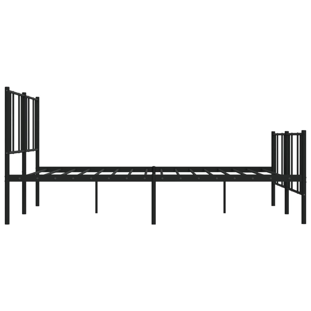 Sengeramme i metall med hode- og fotgavl svart 200x200 cm