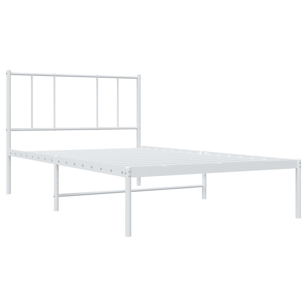 Sengeramme i metall uten madrass med hodegavl hvit 75x190 cm