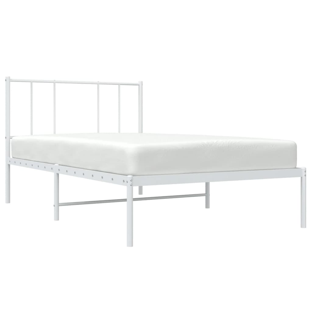 Sengeramme i metall med hodegavl hvit 90x190 cm