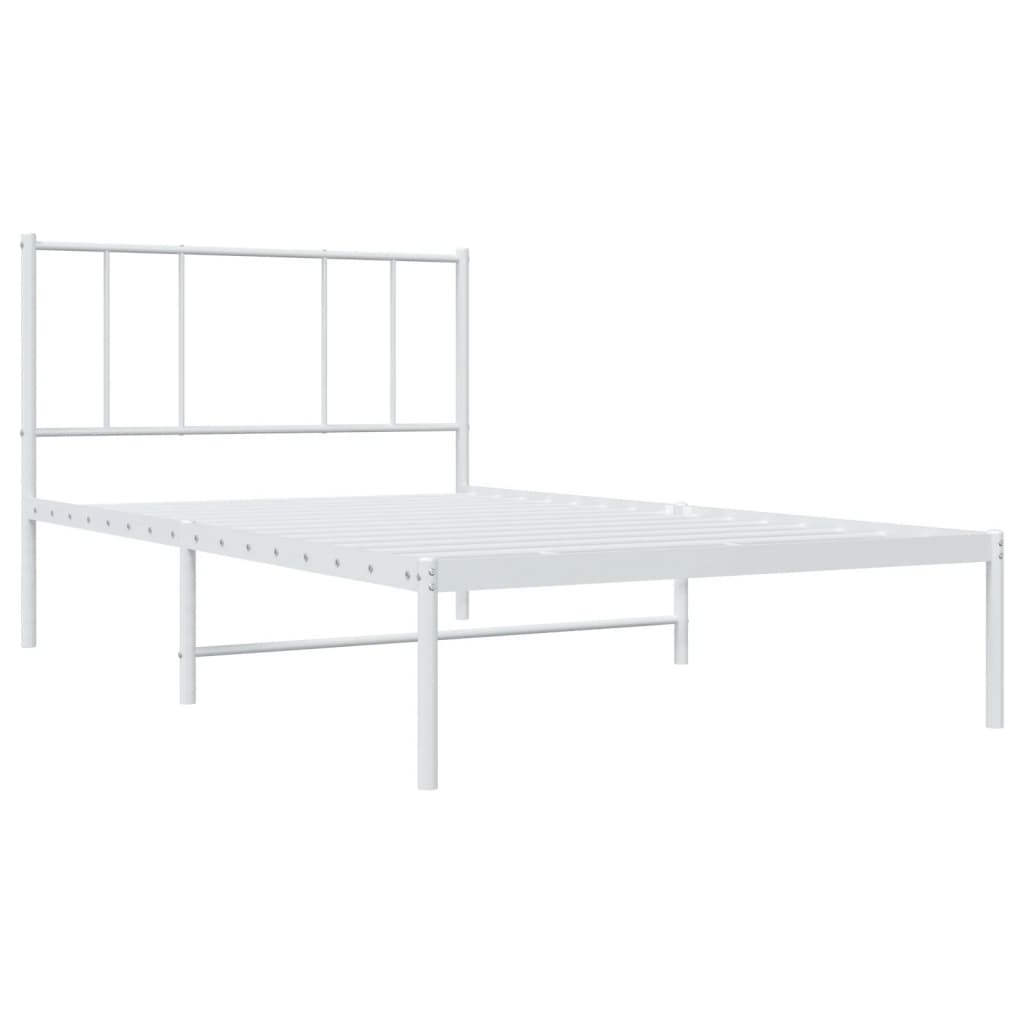 Sengeramme i metall med hodegavl hvit 90x190 cm
