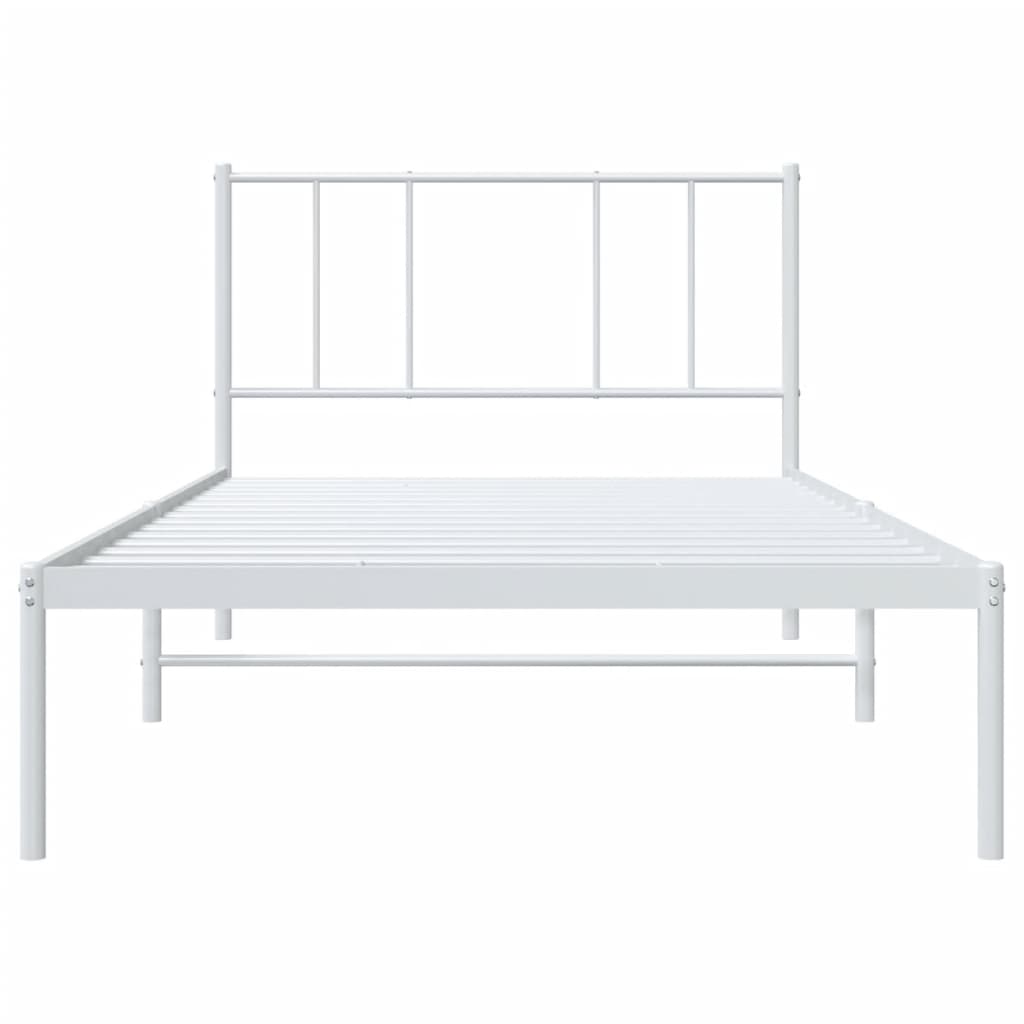 Sengeramme i metall med hodegavl hvit 90x190 cm