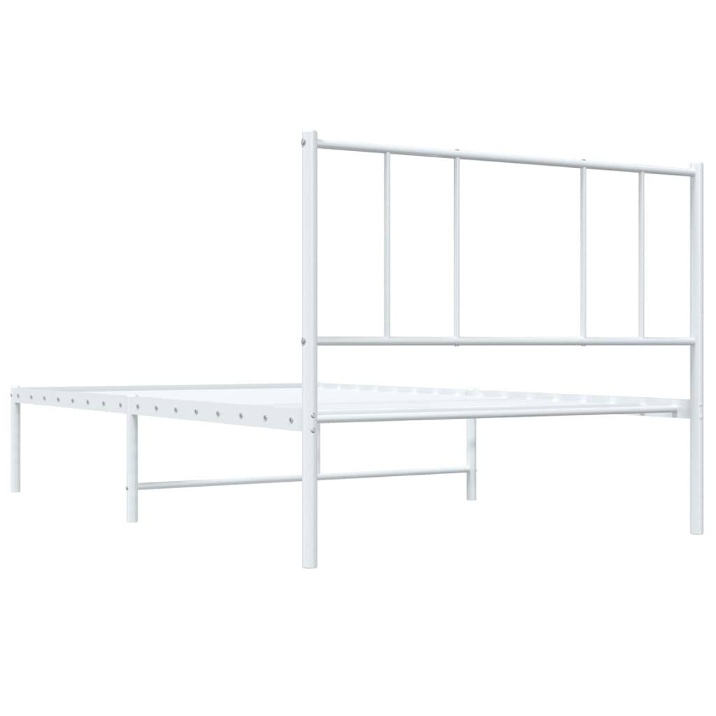Sengeramme i metall med hodegavl hvit 90x190 cm