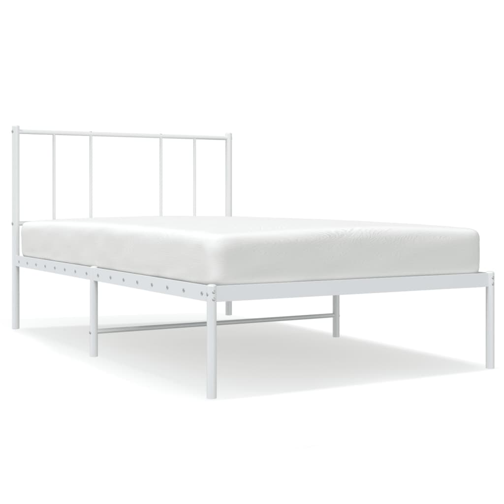 Sengeramme i metall med hodegavl hvit 100x190 cm