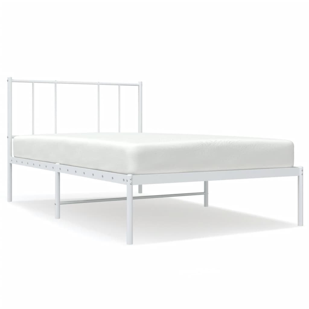 Sengeramme i metall med hodegavl hvit 100x200 cm