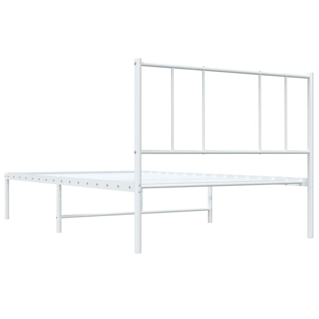 Sengeramme i metall med hodegavl hvit 100x200 cm
