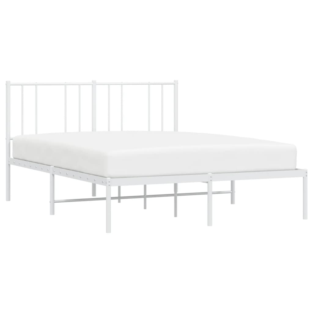 Sengeramme i metall med hodegavl hvit 135x190 cm