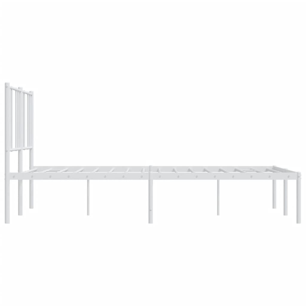 Sengeramme i metall med hodegavl hvit 135x190 cm