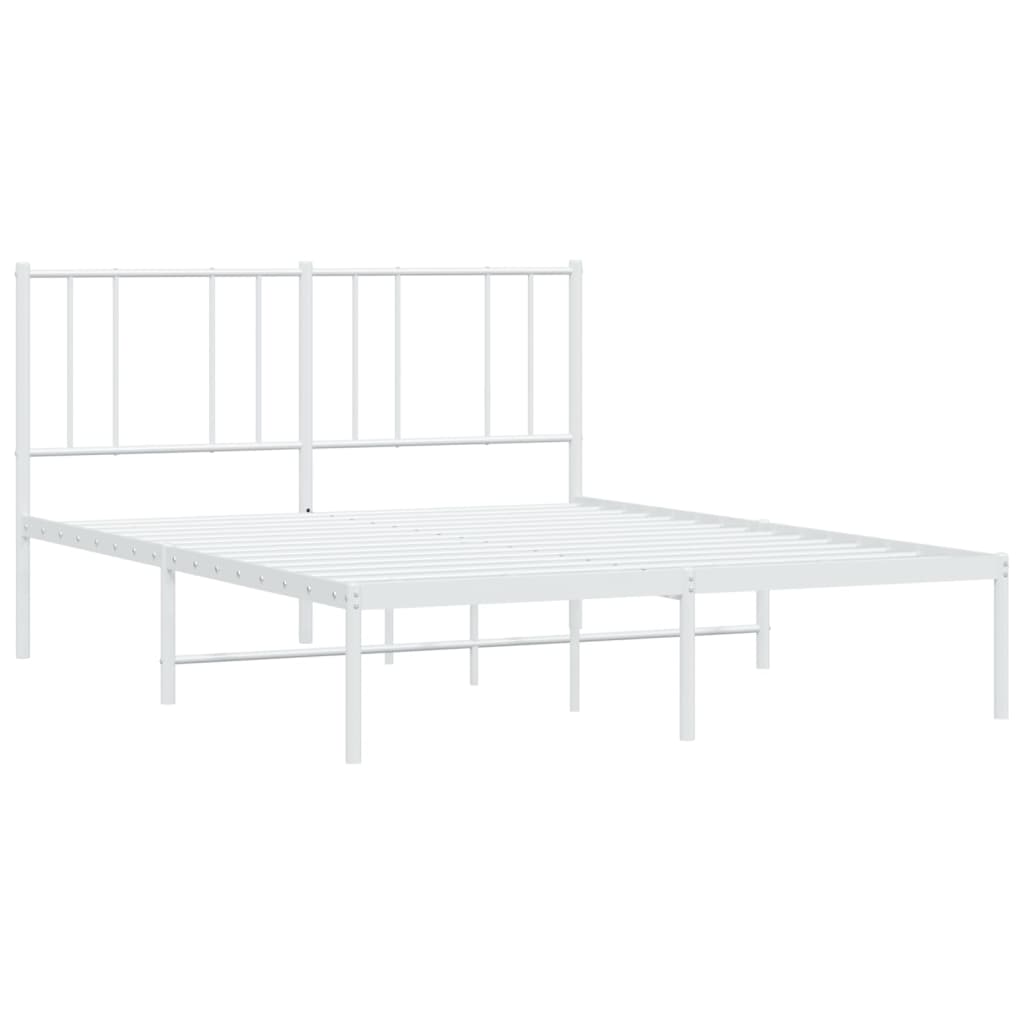 Sengeramme i metall med hodegavl hvit 140x200 cm