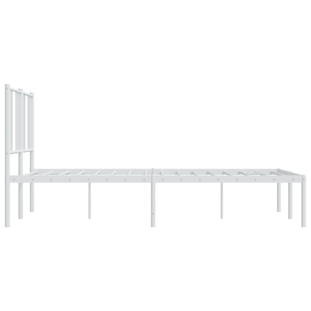 Sengeramme i metall med hodegavl hvit 140x200 cm