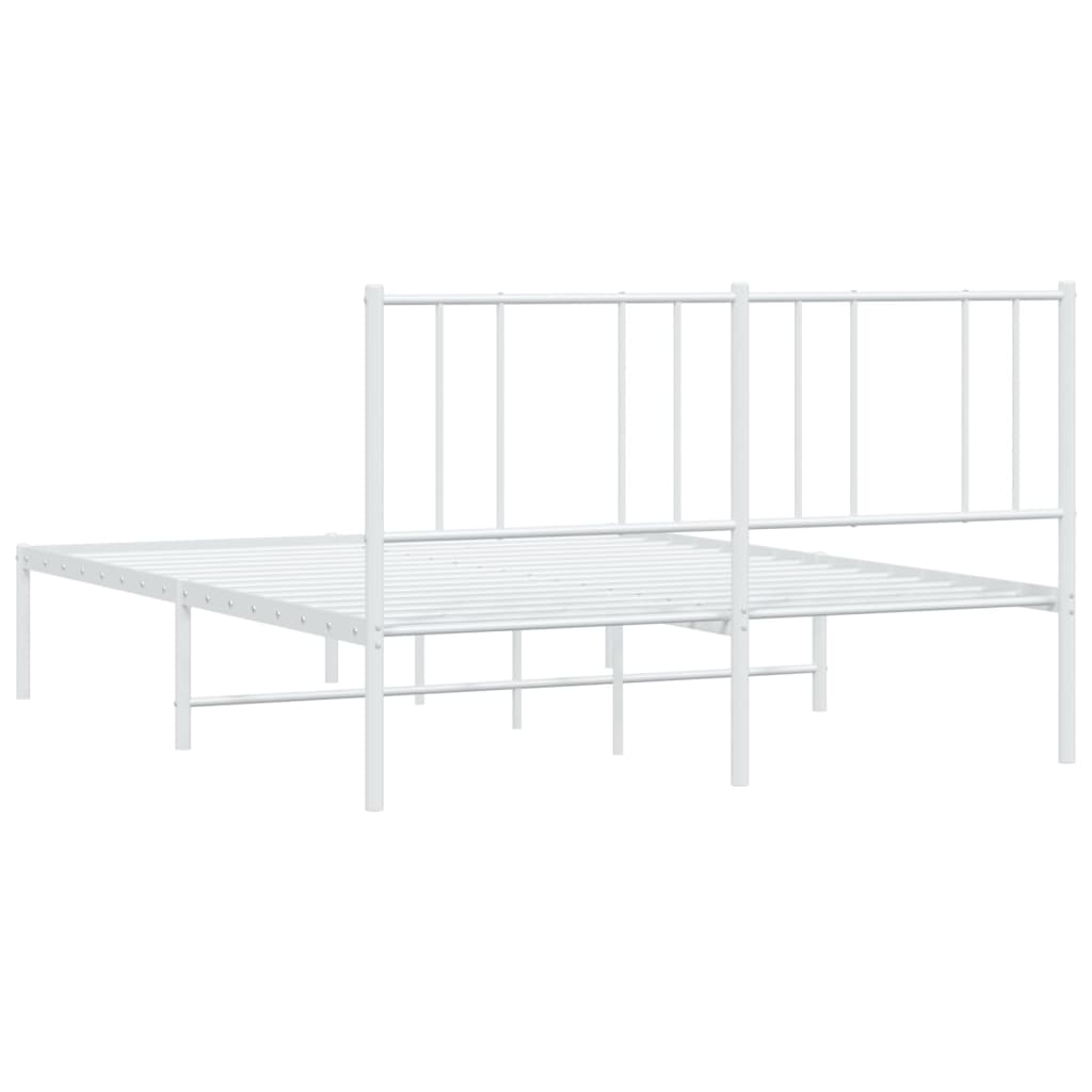 Sengeramme i metall med hodegavl hvit 140x200 cm