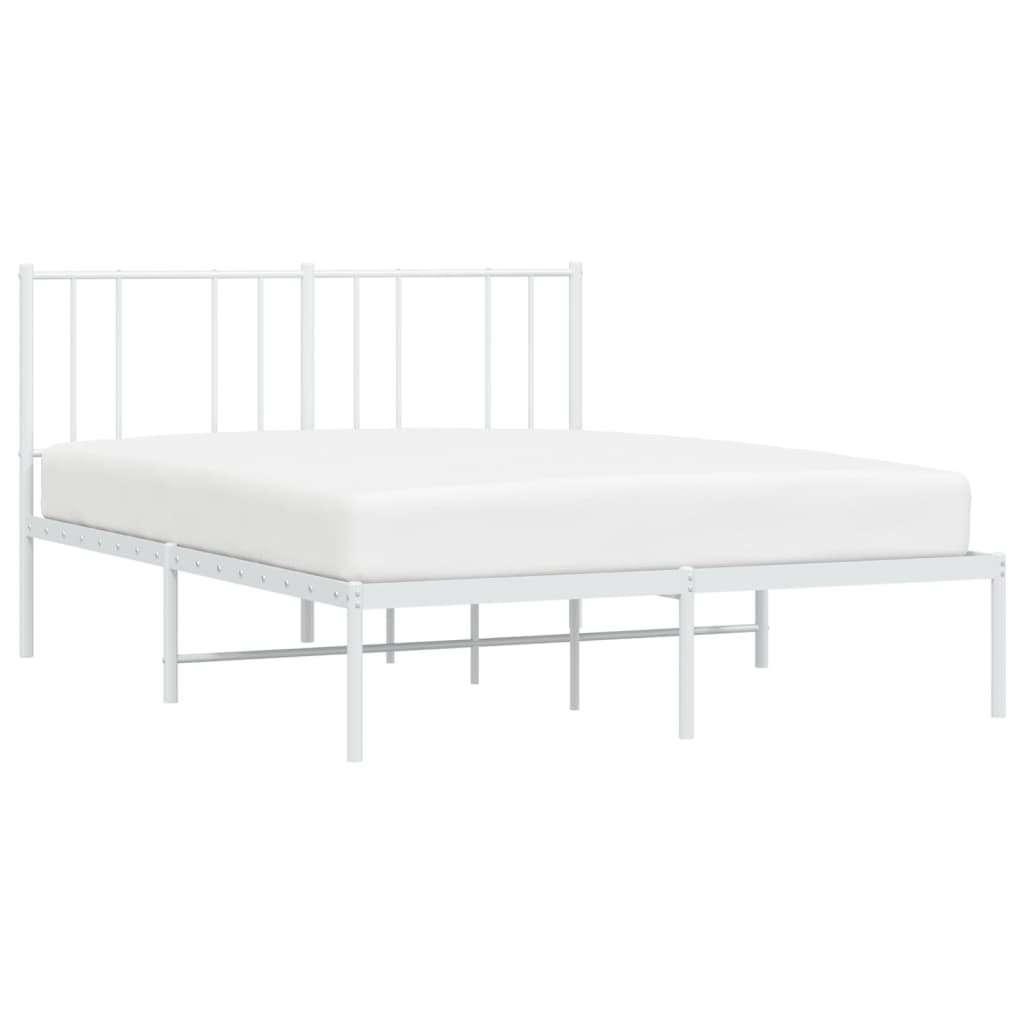 Sengeramme i metall med sengegavl hvit 150x200 cm