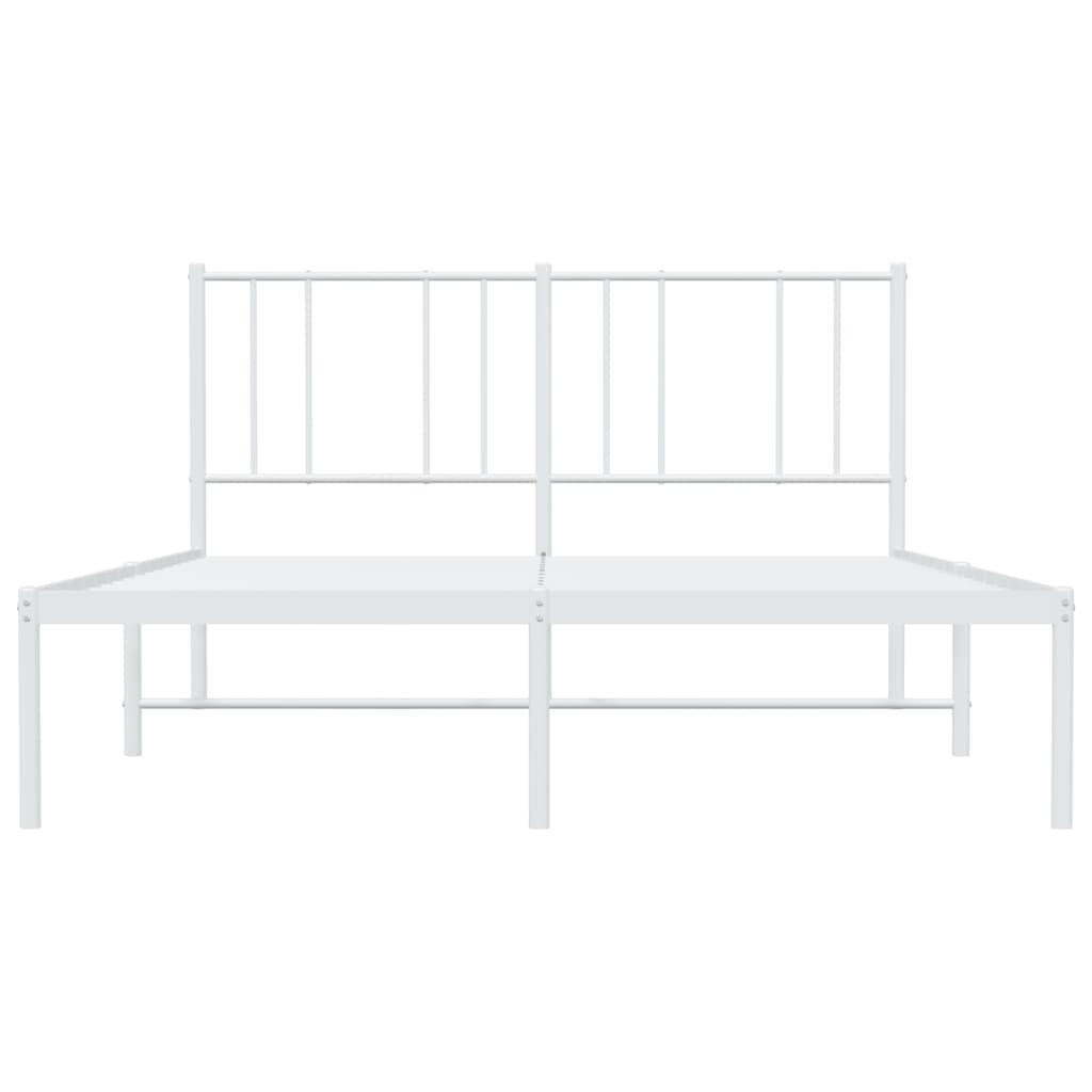 Sengeramme i metall med sengegavl hvit 150x200 cm