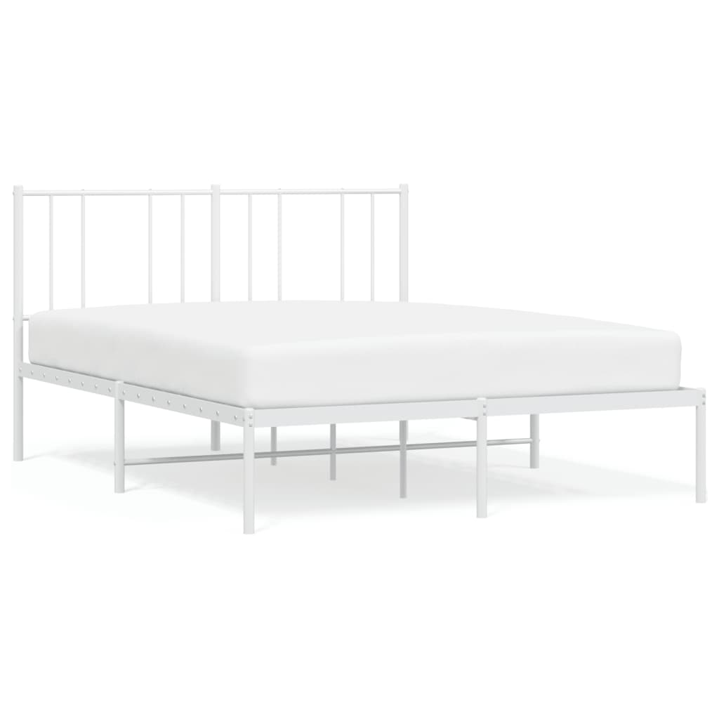 Sengeramme i metall med sengegavl hvit 160x200 cm