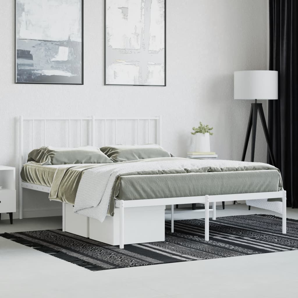 Sengeramme i metall med sengegavl hvit 160x200 cm