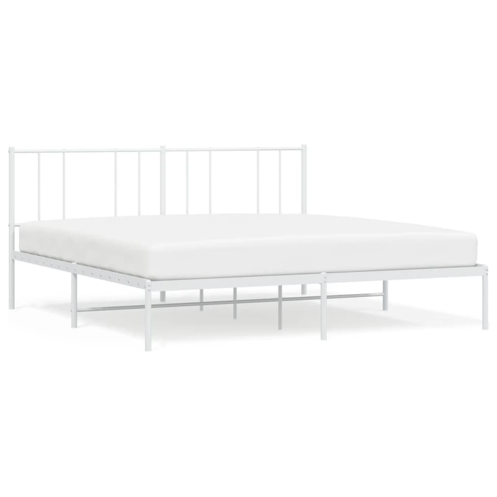 Sengeramme i metall med sengegavl hvit 180x200 cm