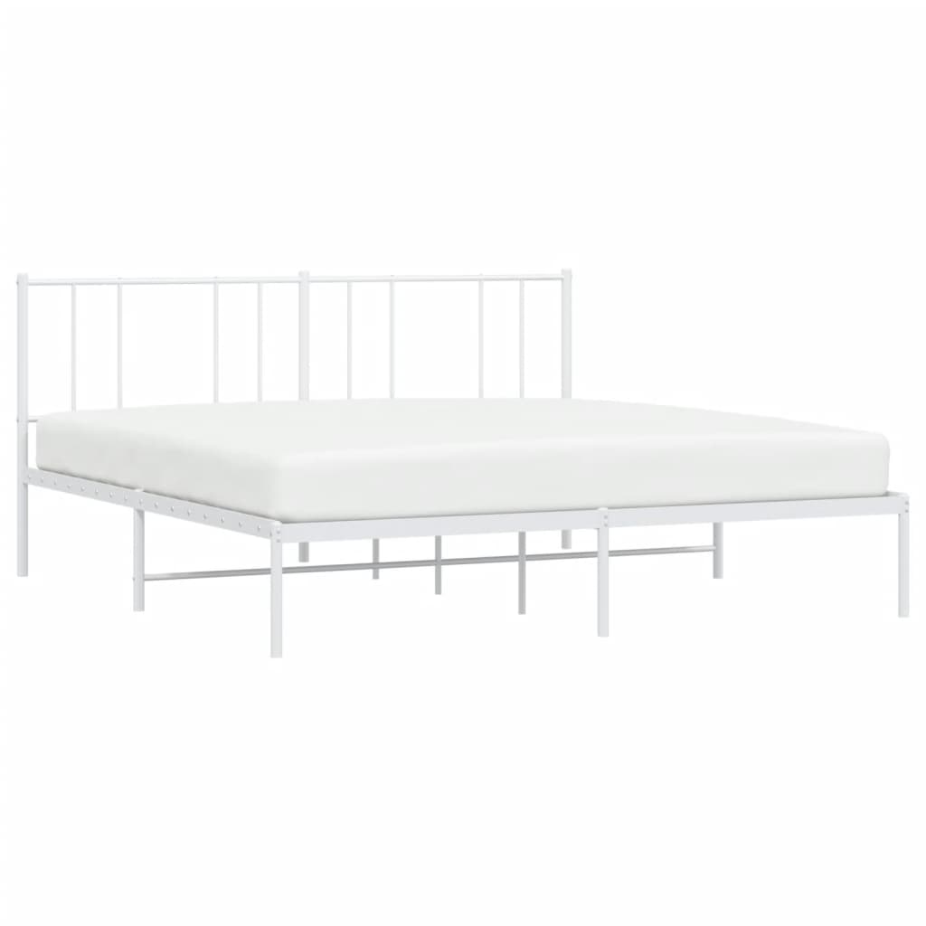 Sengeramme i metall med sengegavl hvit 180x200 cm