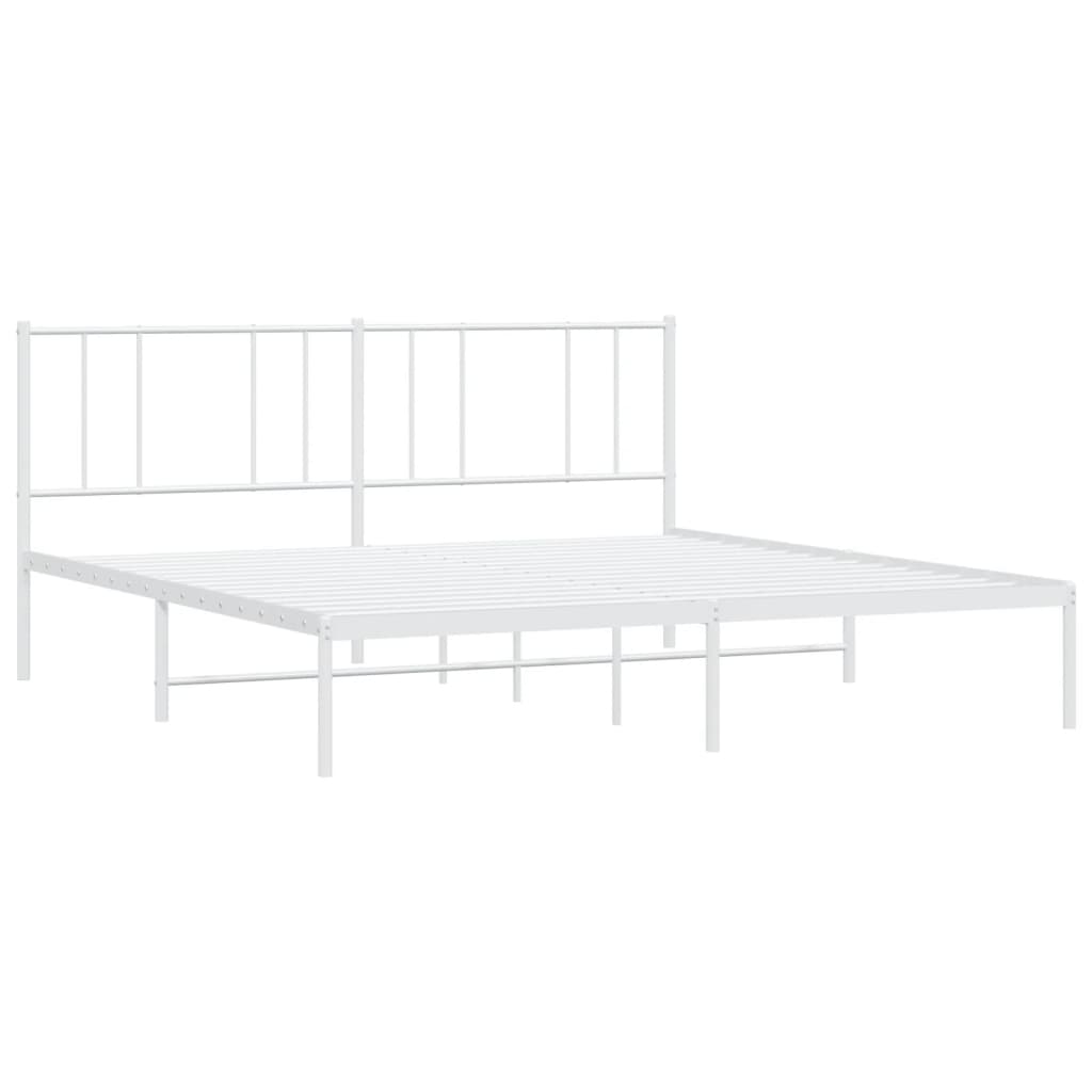 Sengeramme i metall med sengegavl hvit 180x200 cm