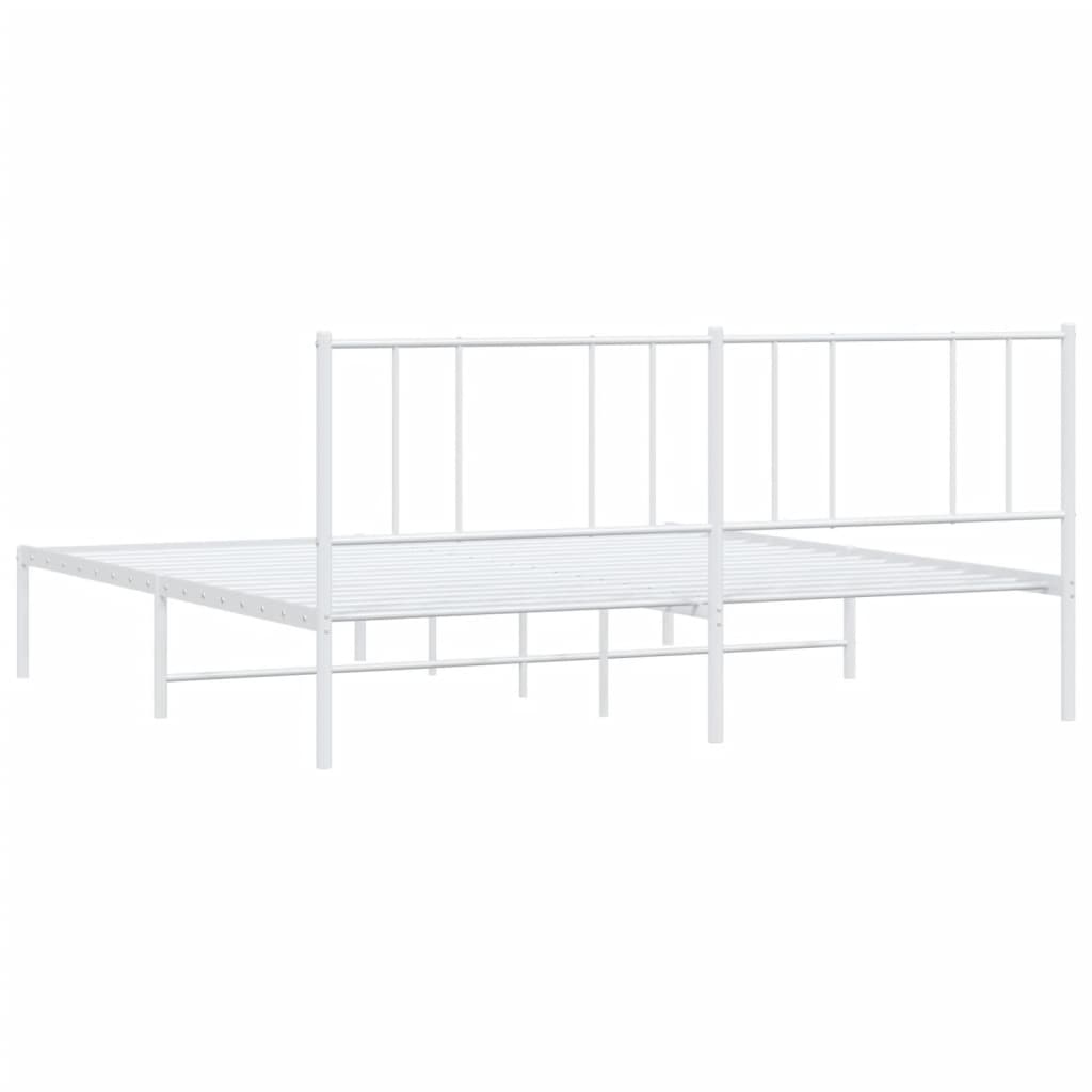 Sengeramme i metall med sengegavl hvit 180x200 cm