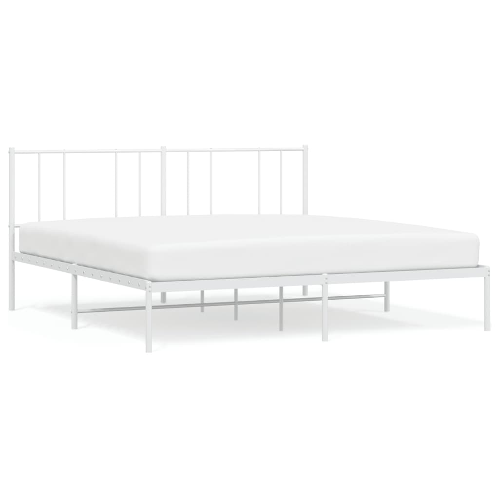 Sengeramme i metall med hodegavl hvit 193x203 cm