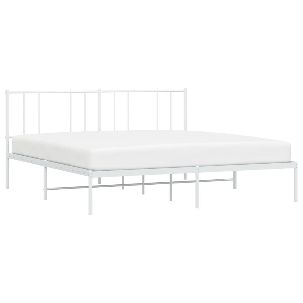 Sengeramme i metall med hodegavl hvit 193x203 cm