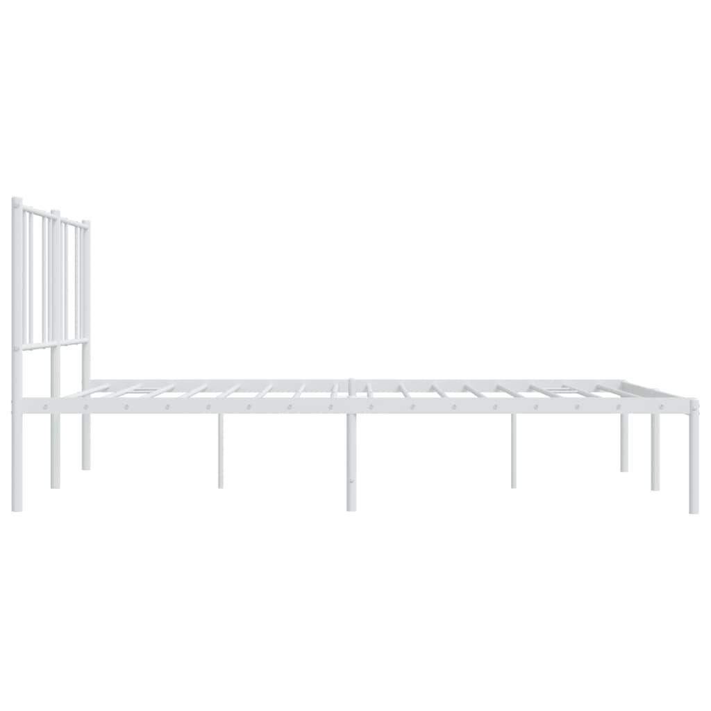 Sengeramme i metall med hodegavl hvit 193x203 cm