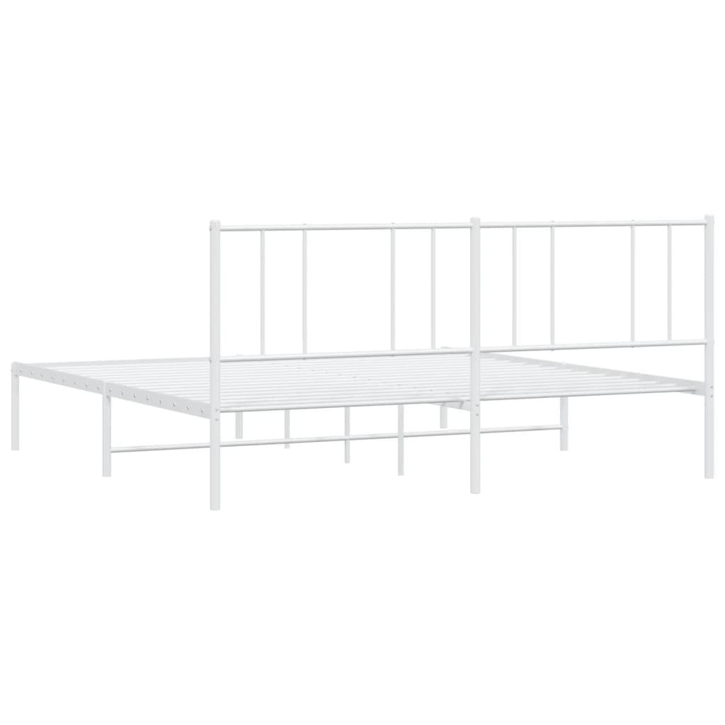 Sengeramme i metall med hodegavl hvit 193x203 cm