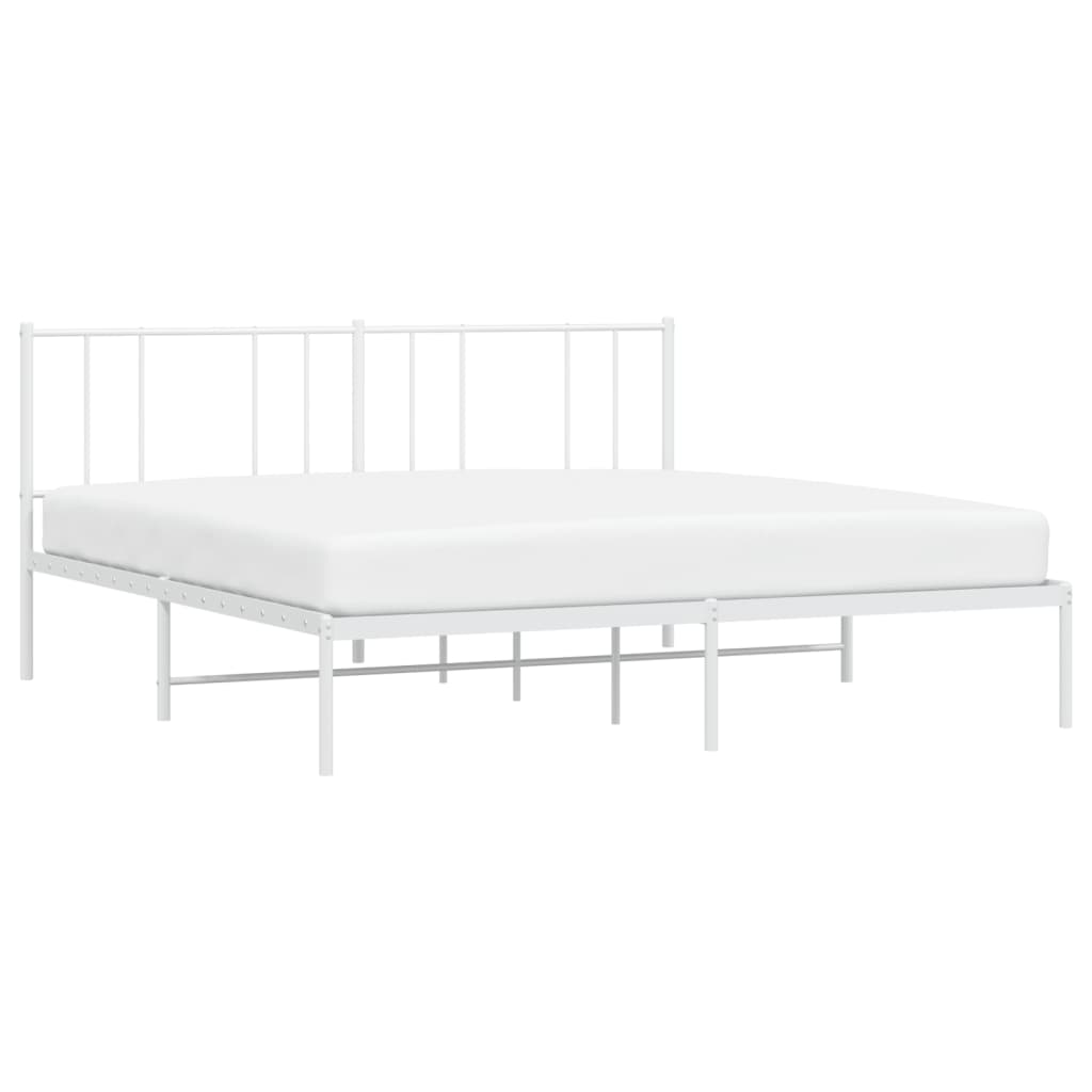 Sengeramme i metall med sengegavl hvit 200x200 cm