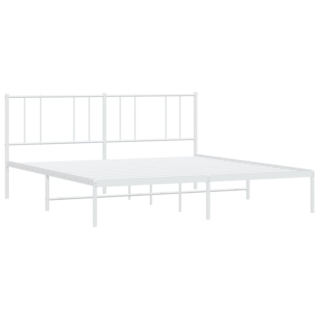 Sengeramme i metall med sengegavl hvit 200x200 cm