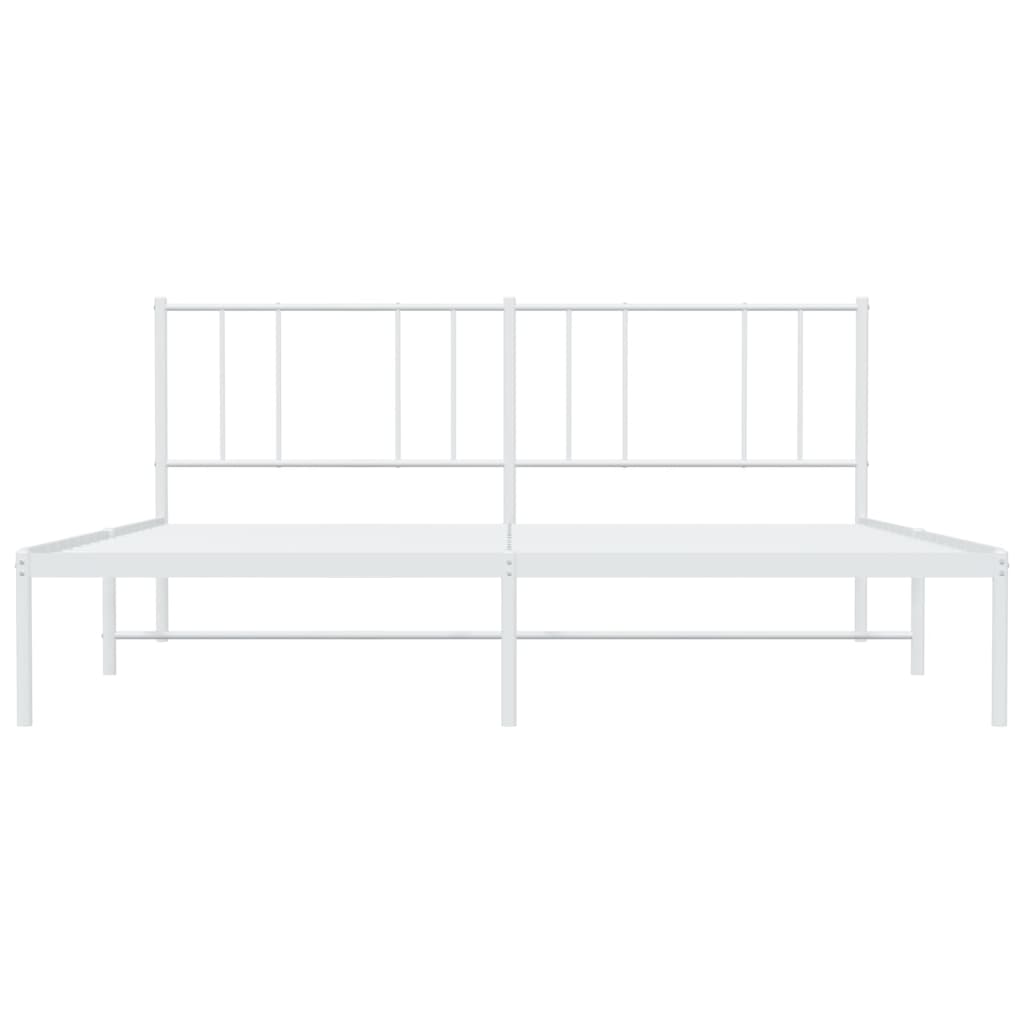 Sengeramme i metall med sengegavl hvit 200x200 cm