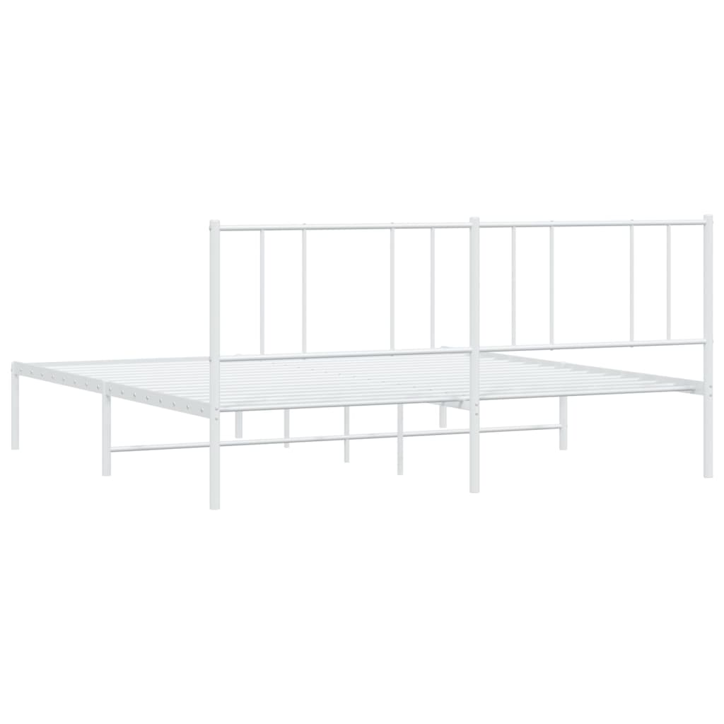 Sengeramme i metall med sengegavl hvit 200x200 cm