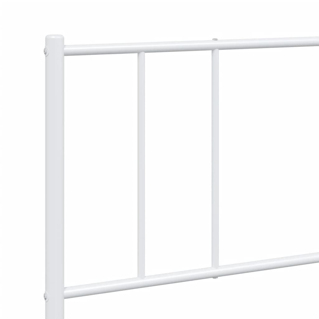 Sengeramme i metall med sengegavl hvit 200x200 cm