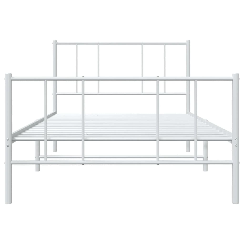 Sengeramme i metall med hode- og fotgavl hvit 90x190 cm