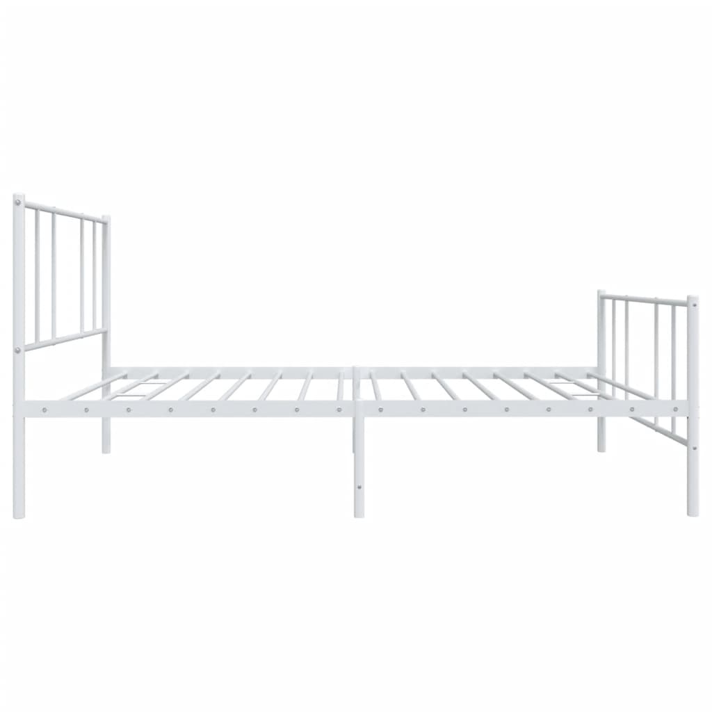 Sengeramme i metall med hode- og fotgavl hvit 90x190 cm