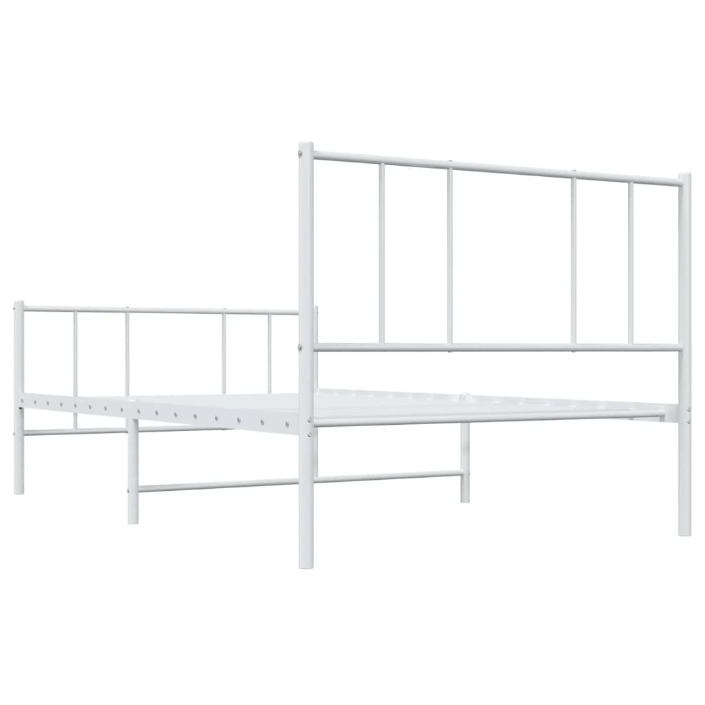 Sengeramme i metall med hode- og fotgavl hvit 90x190 cm