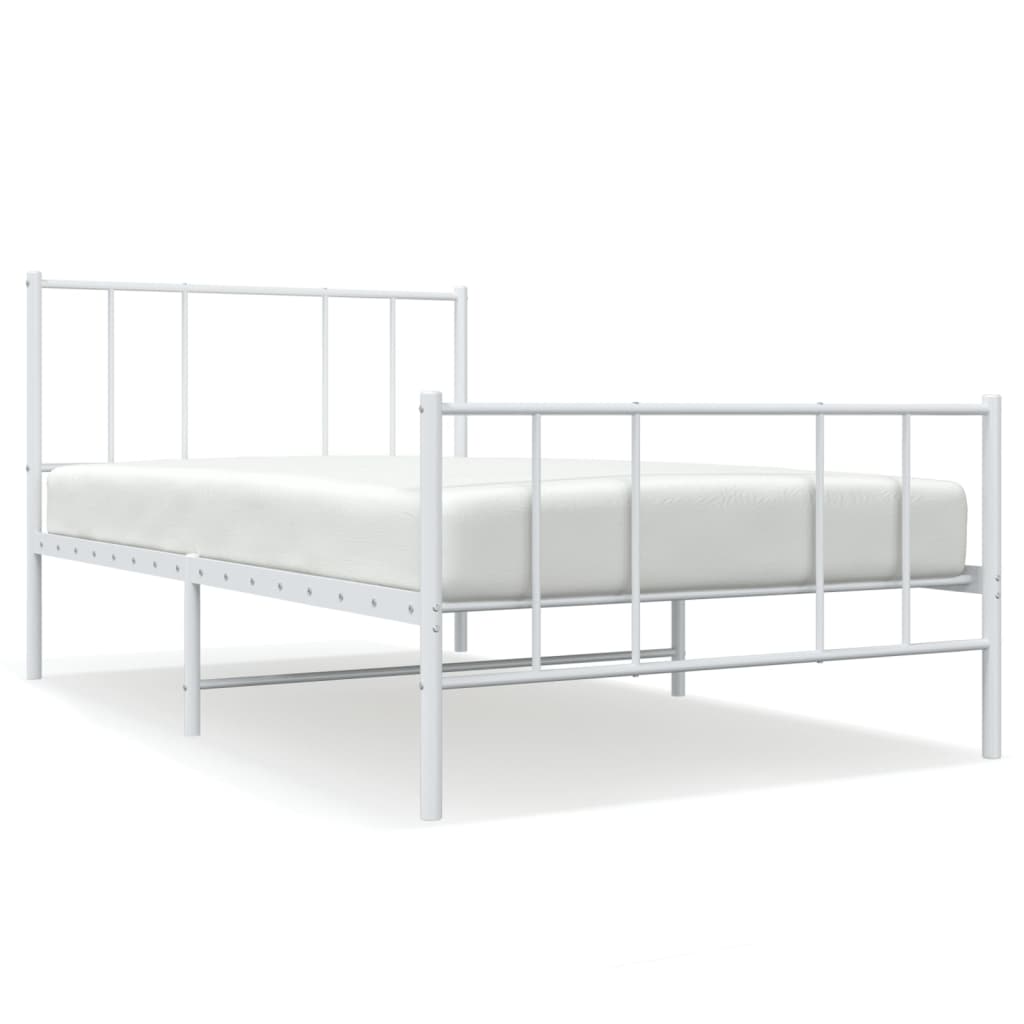 Sengeramme i metall med hode- og fotgavl hvit 90x200 cm