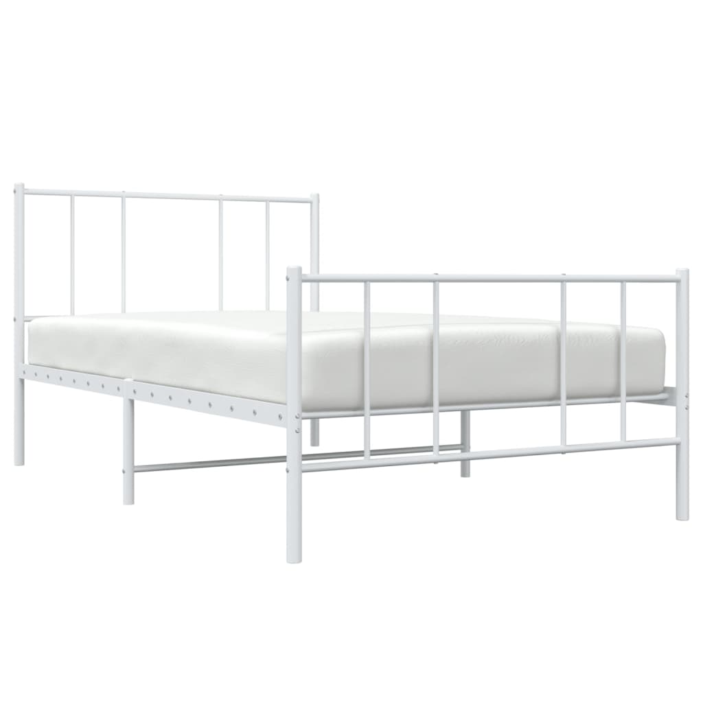 Sengeramme i metall med hode- og fotgavl hvit 90x200 cm