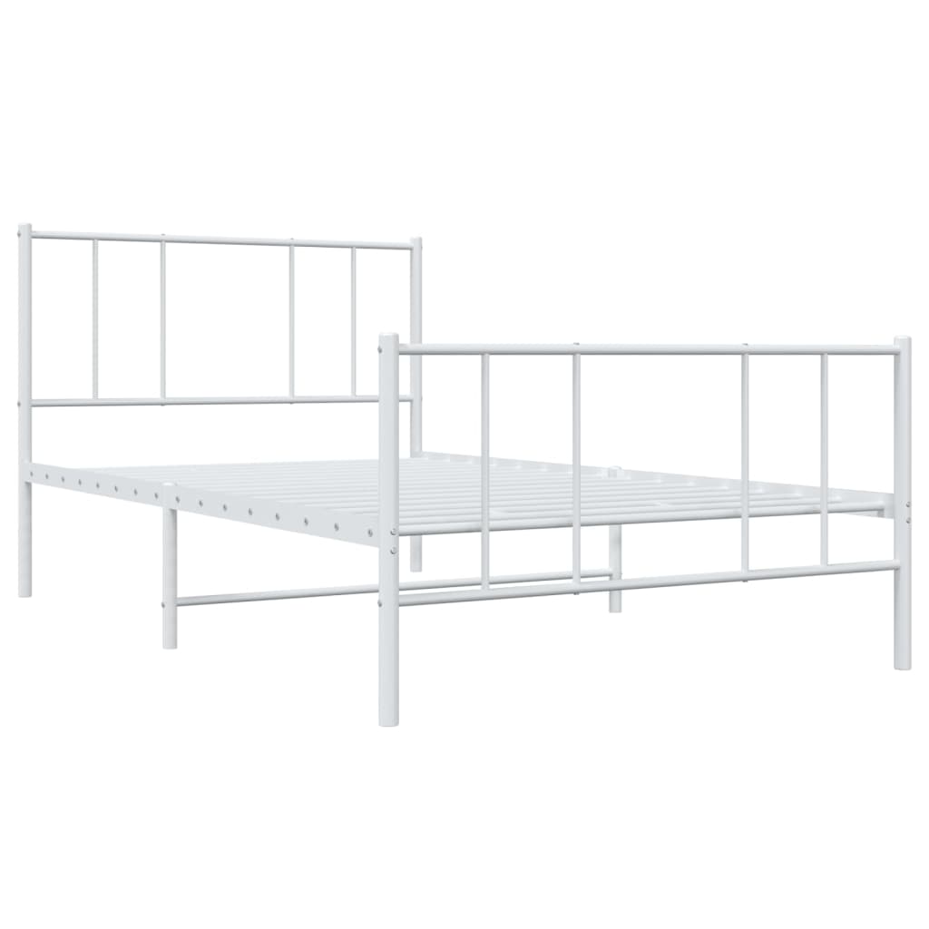 Sengeramme i metall med hode- og fotgavl hvit 90x200 cm