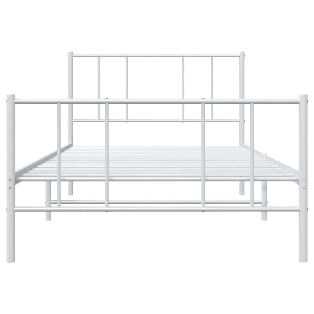 Sengeramme i metall med hode- og fotgavl hvit 90x200 cm