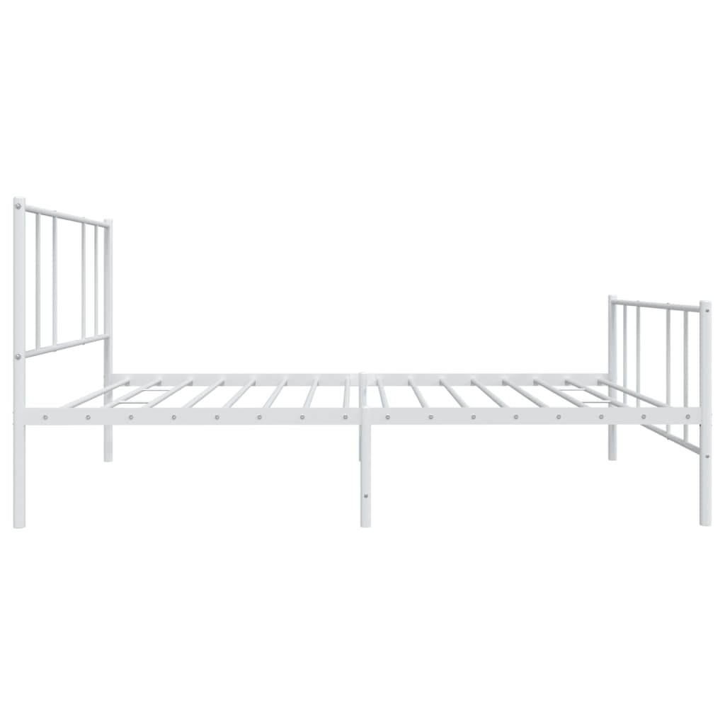 Sengeramme i metall med hode- og fotgavl hvit 90x200 cm