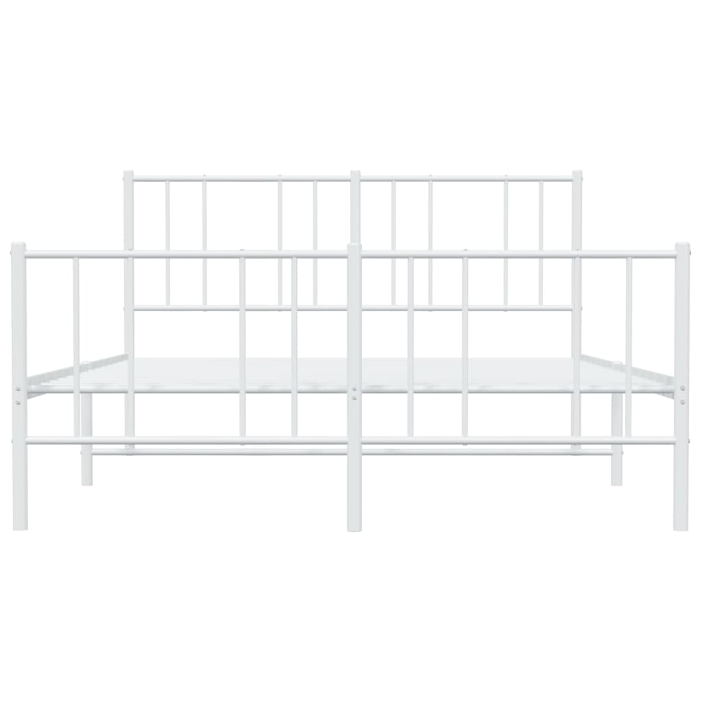 Sengeramme i metall med hode- og fotgavl hvit 120x190 cm